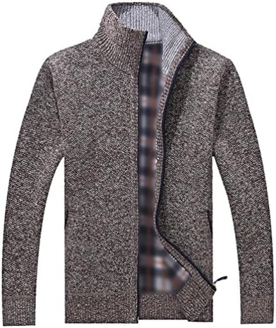 YeYan Men's Zip Knitted Cardigan Sweater Casual Plus Thick Fleece Jacket Coat Cardigans