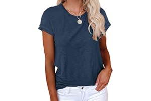 Cicy Bell T-Shirt Damen Kurzarmhemden für Damen Oberteile Rundhals Casual Locker Lässig Sommer Baumwolle T-Shirts