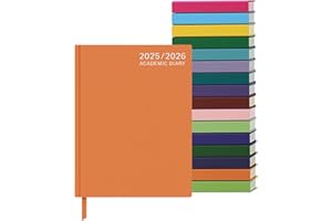 Top Sale 2025-26 A4 Day Per Page Academic/Mid-year Diary with Textured HardCover and Matching Ribbon - Orange