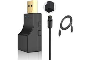 Isobel Transmisor USB Bluetooth 5.0 con entrada óptica digital, adaptador de audio inalámbrico baja latencia Aux para TV, PC Switch/PS/Xbox Consola, 2 dispositivos al mismo tiempo