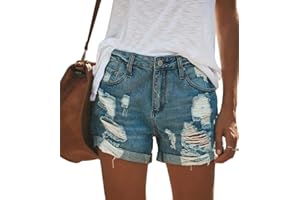 ORANDESIGNE Sommer Stretch Hotpants Damen Mode Jeans Shorts Hohe Taille Denim Kurz Hosen mit Taschen Basic Jeansshorts