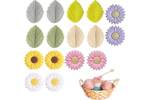 CINSERSR Tope de malla para agujas de tejer, 16 unidades, topes de aguja de punto, margaritas, hojas de margarita, protección para puntos, costura, acolchados, ganchillo, proyecto de arte DIY, multicolor