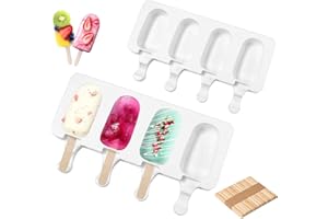 BYTLXM Eis am Stiel eisform, 2 Stück Lebensmittelqualität BPA-frei popsicle formen, Wiederverwendbar DIY Eisform, für Selbstgemachte Eislutscher, Eiscreme, mit 100 Stück Holzstäbchen