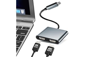 XUJAIOLQP Adattatore da USB C a doppio HDMI, adattatore da USB tipo C a doppio monitor, hub USB C con 2 docking station HDMI 4K a 60hz per laptop HP/Dell/Surface/Lenovo/Thinkpad/Chromebook/MacBook