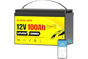 SCREMOWER LiFePO4 bateria litowa 12 V, 100 Ah, grupa 31, maks. moc 1280 W, ochrona przed niskimi temperaturami, akumulator litowy do wielokrotnego ładowania, idealny do instalacji solarnych, niezależnych od