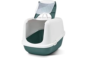 PETGARD XXL Katzentoilette Nestor Jumbo Weiss-dunkelgrün speziell für große Katzenrassen