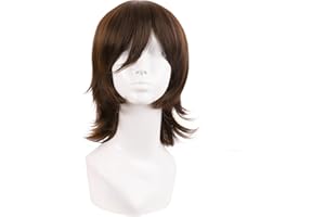 MapofBeauty 14 Pulgada/35 cm Corto de Cosplay Traje Anime Pelucas Con Flequillo Wolf Tail Sintética Side Part Cabello Para Fiesta (Marrón)