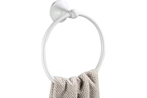 Flybath Round Towel Ring Brass Hanger Hand Towel Holder for Bathroom Kitchen Accessories Wall Mounted, White Finish