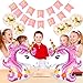 Produktbild SPECOOL 20 PCS Einhorn Ballons Partyzubehör, Geburtstag Brief Banner Kinder Geburtstag Party Dekoration Fischschwanz Pull Flag Bunting (PINK)