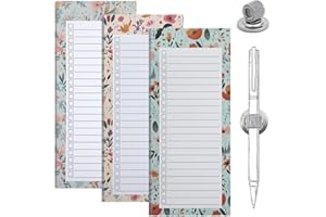 IKR 3 Pack Magnetic Shopping List Pad, Magnetic sheets for Refrigerator To Do List Pad with 1 Magnetic Pen Clip Magnetic Grocery List Magnetic Memo Notepads Magnetic Pen Holder for Fridge