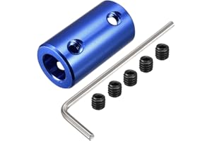 UXCELL sourcing map Coupleur Arbre Moteur 8mm à 8mm Alésage Rigide Couplage Ensemble Vis L25XD14 Aluminium Alliage Connecteur Accessoires Bleu avec Clé