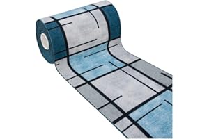 emmevi Tappeto Cucina Bordato Antiscivolo Moderno Passatoia Colori Accesi Marmorizzato 57x190 Cm Blu