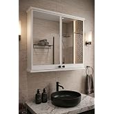 Orysa Design AD-1 Banyo Dolabı, 2 Kapaklı Beyaz Lavabo &Uuml;st&uuml; Aynalı Banyo Dolabı, &Ccedil;ok Ama&ccedil;lı Dolap