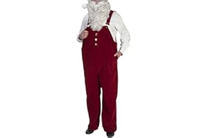 FYLOVERY Men Christmas Santa Claus Costume Adult Outfit Suspender Jumpsuit Festival Fancy Bib Pant Cosplay Dungarees Loose Fit Overalls