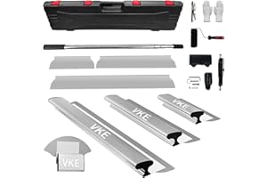 VKE Set Couteau a Enduire, Kit Parfait Liss en Acier Inoxydable 30, 50 & 80 cm, Spatule Enduit Set avec Poignée d'Extension 1-2.1 m et Lame de Rechange, Couteau à Enduire Lunettes et Gants Inclus