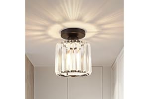 ALLOMN Kristall Deckenleuchte, Mini für Halbbündige Montage Dimmbar Chrom LED Kronleuchter Schlafzimmer Küche Esszimmer Flur Balkon Veranda, LxH: 5.12x6.69 Inch, Schwarz, 183L53U17LUYI