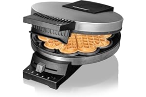 Cloer 189 Gaufrier pour gaufres en forme de cœur, Double revêtement antiadhésif, taille de la gaufre 16 cm, Plaques très lourdes, Message prêt à l'emploi optique et acoustique, 930 W