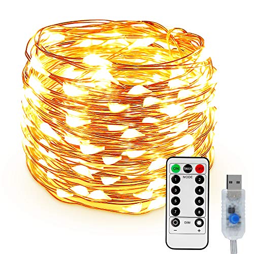 LED Kupferdraht Lichterkette, Nasharia 100LEDs Lichterkette im 10M USB-Anschluss mit Fernbedienung 8 Programm LED-Lichter für Party, Weihnachten, Halloween, Hochzeit, Hochzeit, Party (Warmweiß) LED Kupferdraht Lichterkette, Nasharia 100LEDs Lichterkette im 10M USB-Anschluss mit Fernbedienung 8 Programm LED-Lichter für Party, Weihnachten, Halloween, Hochzeit, Hochzeit, Party (Warmweiß)