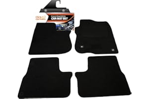 CLICK-CARMATS Fully Tailored Deluxe Car Mats to fit Peugeot 2008 2013-2020 - 4 Piece - Black Carpet - Black Trim - Heavy Duty Heel Pad - 20-3216