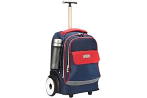 UNIKER Rolling Laptop Bag for 15.6 Inch Laptop,Community Nurse Bag on Wheels Work case,Roller Backpack for School, Business Daypack,Laptop Roller Case Travel Carry-on,T5- Blue/Red, 40L
