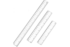 YUSHOW Pack de 3 reglas de plástico, 15 cm 20 cm 30 cm, regla transparente flexible de precisión, regla flexible de precisión para escuela, oficina, hogar (6, 8, 12 pulgadas)