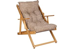 LIBEROSHOPPING.EU - LA TUA CASA IN UN CLIK Fauteuil pliant chaise longue en bois sapin 3 positions Coussin tissu rembourré pour salon jardin fabriqué en Italie – RELAX – RELAX (Jaune Strit)