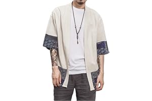 perdontoo Camicia Kimono T-Shirt Uomo Cardigan Giacca Top Casual Camicetta Vintage Elegante Estiva Coppia