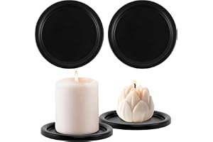4 stycken ljusstakar, svart ljushållare, blockljus, ljusunderlägg, tallriksljushållare, ljus upp till 10 cm i diameter, ljusu