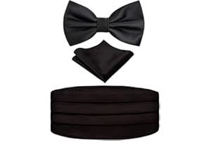 Alizeal Mens Solid Pre-tied Party Adjustable Bow Tie, Cummerbund and Pocket Square Gift Set