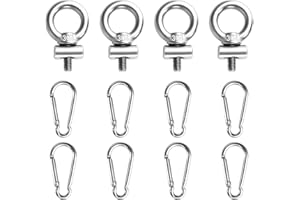 Ruicaifu 4 PCS Awning Rail Stoppers, 6mm Stainless Steel Awning Stoppers with 8 PCS Carabiner Hooks Ends Blocking Kit for Caravan Motorhome Campervan Tent (15cm x 10cm x 2.5 cm)