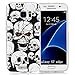 Produktbild Samsung Galaxy S7 Edge Hülle Tiere Muster,Neu Tasche ISENPENK Für 5,5-Zoll Samsung Galaxy S7 Edge/G935F/S7 Edge Duos Hülle Silikon Ultra Slim Back Cover Schutzhülle Wasserdicht Stoßfest Soft TPU Handyhülle Case[Schädel Schwarz+Weiss] Glanz nachts