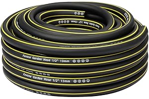 Fevone Manguera de jardín de 20 m para jardín, 13 mm (1/2 pulgadas), 4 ly, 25 bar, muy resistente, portátil, exterior, flexible, resistente, con correa, protección contra torceduras, negro/amarillo