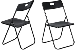 LuxNook Set mit 2 Kunststoff-Klappstühlen, tragbaren Esszimmerstühlen, Metallstahlrahmen, 150 kg, geeignet für Partys, Hochzeiten, Picknicks, drinnen und draußen (schwarz)