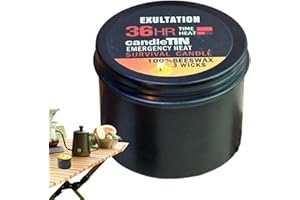 GENERIC Slow Burn Beeswax Wax Survival Candle - Pure Natural Beeswax Candles | Camping Candle with Jar | 36 Hours Long Burning, 3-Wick Lamp for Survival Preparedness Outdoor Activities, Camping