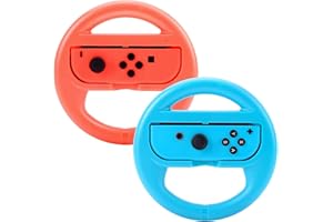HLRAO Switch Joy-con Volante Par, Joy-con Volante Manija Compatible con Nintendo Switch Mario Kart Games con 8 Pack de Thumb Grips.