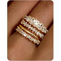 Chriscoco 4 Pieces Gold Rings Women 14 Carat Gold Plated Rings ...