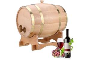 Oak 10L/5L Practical Durable Vintage Wood Oak Wood Wine Dispenser with Wood Stand for Whiskey Bourbon Tequila Vinegar Beer 10L