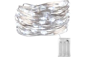 Dalugo Guirlande Lumineuse Blanche, 3M 30LED Guirlande Lumineuse à Piles pour Chambre à Coucher Noël Fête de Mariage Maison Décoration de Jardin
