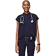 FIGS Rafaela Oversized Scrub Tops for Women — Mandarin Collar, Shirttail Hem, 3 Pockets, 4-Way Stretch Women’s Scrub Top