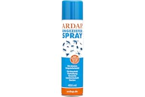 ARDAP Ungezieferspray mit Sofort- und Langzeitwirkung, bis zu 6 Wochen wirksamer Schutz zur Bekämpfung von akutem Ungeziefer- und Insektenbefall (u.a. Fliegen, Motten, Mücken, Wespen, Silberfische, Bettwanzen) ,1 x 400ml