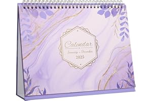 YIPUETERNITY Kalendarz biurkowy 2025 UK, kalendarz na 2024-2025, stojący, na 12 miesięcy, kalendarz na rok akademicki 2024/25 z przypomnieniem o wakacjach (fioletowy z szarym)