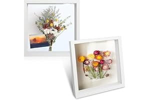 TESYEUX 3D Marco de Fotos, 2 Piezas Marcos con Profundidad 20x20 cm, Marco de Objeto Rellenable Forma Cuadrada para Medallas Flores Secas Souvenirs Fotografías, Marcos con Profundidad 3cm(Blanco)