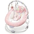 LADIDA Soft and Padded Baby Bouncer with Soothing Music and Vibration, Pretty Pink Rabbit Theme, Suitable for Newborns