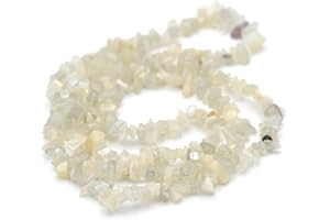 MIRACLES MINÉRAUX Fil/brin de 78-80 cm de perles | +/-250 perles, 8-5 mm | perle en pierre naturelle "chips baroque" en vrac idéale pour toutes créations de bijoux artisanales (Pierre de lune)