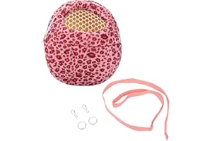ZERODIS Borsa da trasporto per criceti per animali domestici, modello leopardo Trasportino per animali domestici Sacco a pelo da esterno Borsa da viaggio con tracolla regolabile per piccoli animali(M-Rosa)