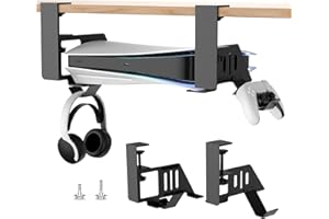ARIKROII Support PS5 sous la Bureau pour PS5/PS5 Slim/PS5 Pro,Support Horizontal pour PS5 et Support Stealth Mount pour PS5, Accessoires pour PS5 avec Support de Casque et et Support de poignée