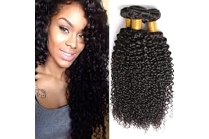 MUABY Kinky Curly Human Hair Bundles Tessitura Capelli Veri Ricci Naturali Matassa Capelli Veri Tessitura Capelli Naturali Umani Donna Capelli Umani Brasiliani 100g Totale 300g 18 20 22 Pollici