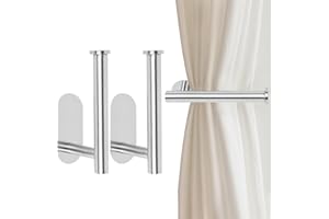 Bdfgh 2pcs Metal Curtain Holdbacks, Curtain Tie back Hook Self Adhesive no Drill Curtain Draper Curtain Hooks Curtain Holders Pull Backs for Doors, Windows, Home Multi-Purpose (Silver)
