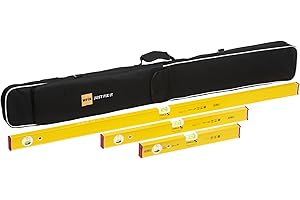 WFIX STABILA Juego de niveles de burbuja de 120 cm, 80 cm y 40 cm, tipo 80 AS, perfil de aluminio reforzado, 1 burbuja horizontal y vertical, tope antideslizante, juego de 4 niveles con práctica bolsa de