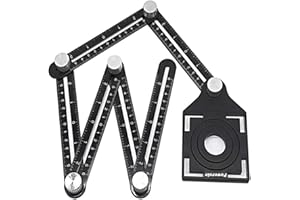 CHILYMES Règle de Mesure Multi-angle, outil de gabarit à six côtés en alliage d'aluminium, outil de mesure multi-angle, avec poinçon, guide de perçage pour carrelage en céramique, pour bricoleurs
